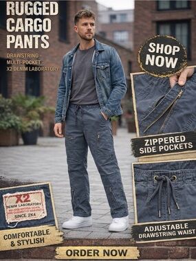 X2 Men's Rugged Cargo Pants - Gray P30